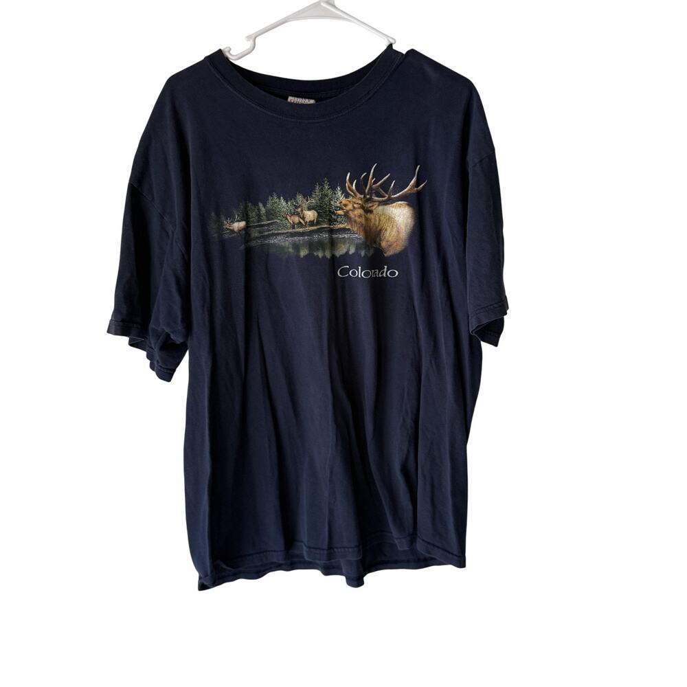 Colorado Elk Wildlife Shirt Men XL Vintage 90s Gildan Outdoor Nature Graphic Tee